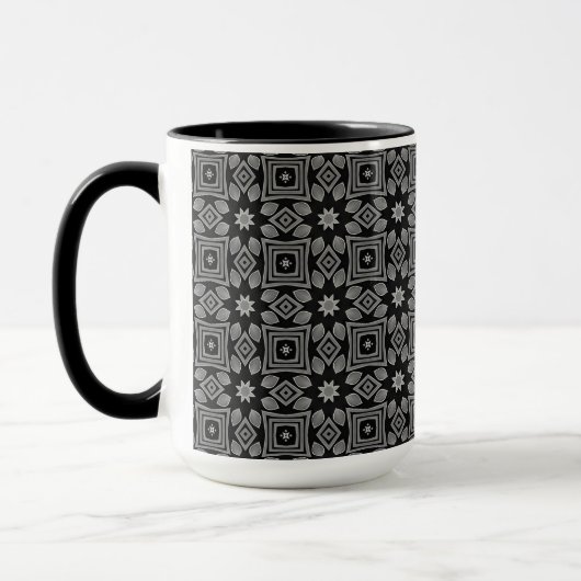 Geometrisch patroon in grijswaarden mok (Links)