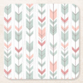 Geometrisch patroon in retrostijl vierkante kartonnen onderzetter (Voorkant)