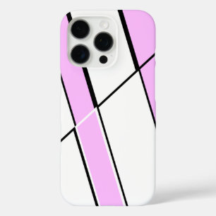 Geometrisch patroon in roze en wit iPhone 16 pro hoesje