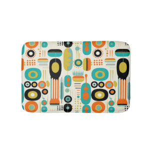 Geometrisch patroon Levendig Retro Midden Eeuw Mod Badmat
