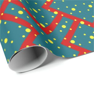 Geometrisch patroon met blauwe harten omlijnd in r cadeaupapier