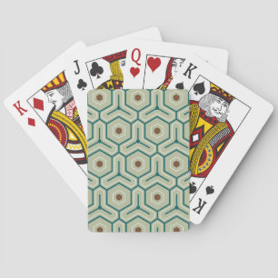 Geometrisch patroon met in elkaar grijpende zeshoe pokerkaarten