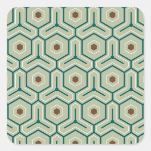 Geometrisch patroon met in elkaar grijpende zeshoe vierkante sticker