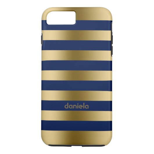 Geometrisch patroon met monogolf en blauwe strepen Case-Mate iPhone case (Achterkant)