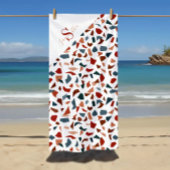 Geometrisch patroon met monogram strandlaken