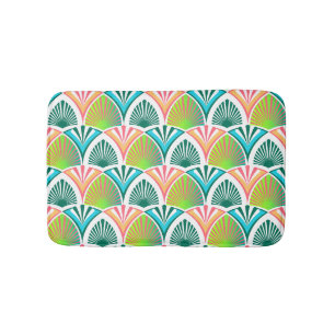 Geometrisch patroon met palmbladeren en -bloemen badmat