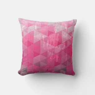 Geometrisch patroon met roze gedempt grunge kussen