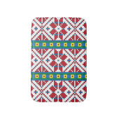 Geometrisch patroon met trale rode, blauwe en witt badmat (Voorkant Verticaal)