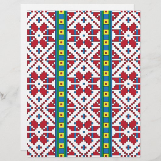 Geometrisch patroon met trale rode, blauwe en witt briefhoofd ontwerp (Voorkant / Achterkant)