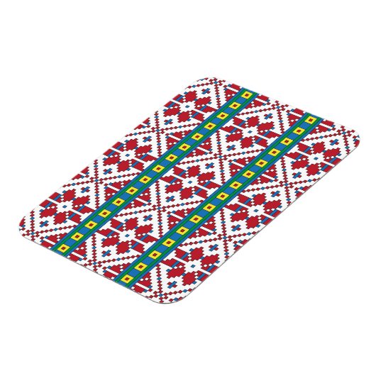 Geometrisch patroon met trale rode, blauwe en witt magneet (Linkerzijde)