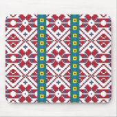 Geometrisch patroon met trale rode, blauwe en witt muismat (Voorkant)