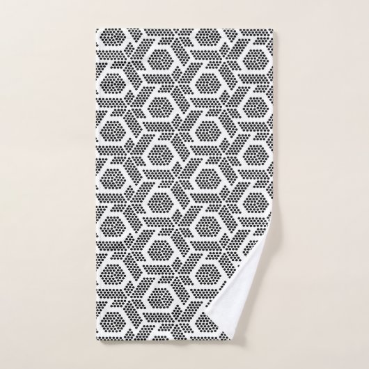 Geometrisch patroon met zwart en wit punt bad handdoek (Handdoek)