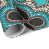 Geometrisch patroon met zwarte en blauwgroen Marok Cadeaupapier (Rol Hoek)