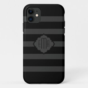 Geometrisch patroon met zwarte en donkere grijze s iPhone 11 hoesje