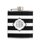 Geometrisch patroon met zwarte en witte strepen heupfles (Voorkant)