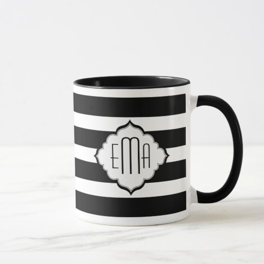 Geometrisch patroon met zwarte en witte strepen mok (Rechts)