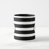 Geometrisch patroon met zwarte en witte strepen mok (Midden)