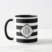 Geometrisch patroon met zwarte en witte strepen mok (Links)
