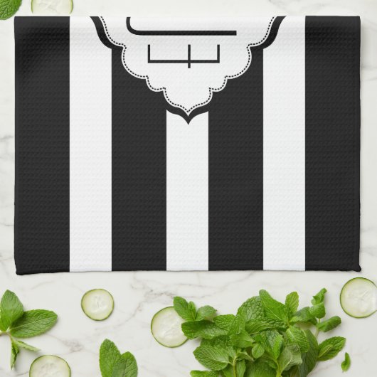 Geometrisch patroon met zwarte en witte strepen theedoek (Gevouwen)