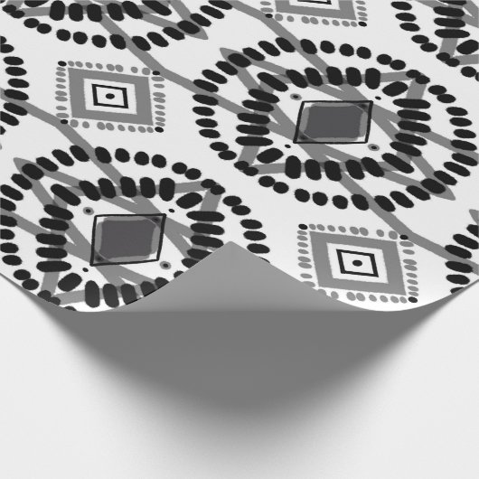 Geometrisch patroon met zwarte en witte stroom cadeaupapier (Hoek)