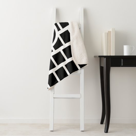 Geometrisch Patroon Modern Black en White Sherpa B Sherpa Deken (In situ)