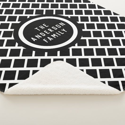 Geometrisch Patroon Modern Black en White Sherpa Deken (3/4)