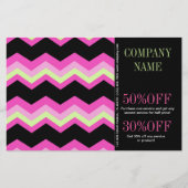 Geometrisch patroon Modieus roze en zwart Chevron Flyer (Voorkant)