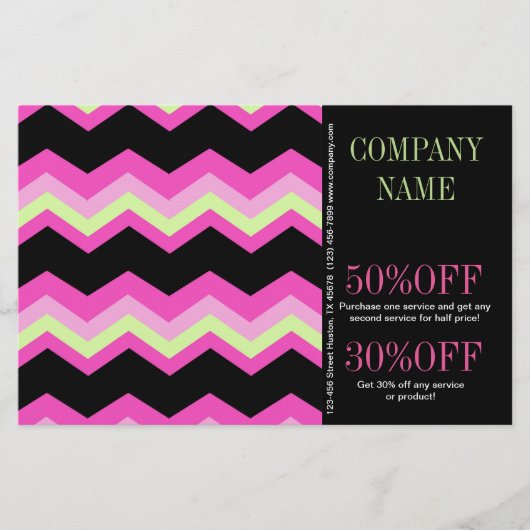 Geometrisch patroon Modieus roze en zwart Chevron Flyer (Voorkant)