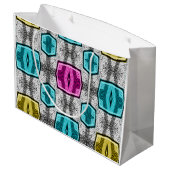 Geometrisch patroon retro jaren zestig groot cadeauzakje (Achterkant Gekanteld)