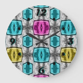 Geometrisch patroon retro jaren zestig grote klok (Voorkant)