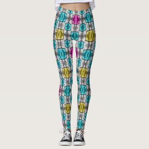 Geometrisch patroon retro jaren zestig leggings