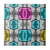 Geometrisch patroon retro jaren zestig tegeltje (Voorkant)