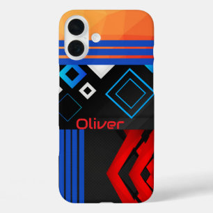 Geometrisch patroon trendy retro mid century moder iPhone 16 plus hoesje