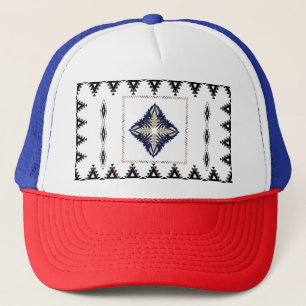 Geometrisch patroon trucker pet