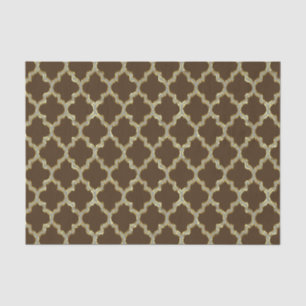 Geometrisch patroon van bruine en goudijkat Quatre Tissuepapier