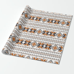 Geometrisch patroon van bruine en witte tribben cadeaupapier