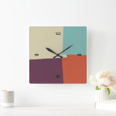 Geometrisch patroon van de abstracte Retrokleurenp Vierkante Klok (Huis)