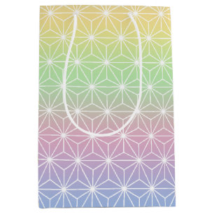 Geometrisch patroon van de asanoha mousserende reg medium cadeauzakje