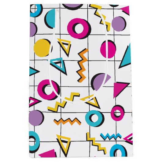 Geometrisch patroon van de Retro van 80-kleuren Medium Cadeauzakje (Voorkant)