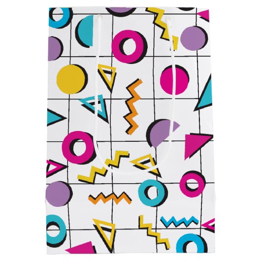 Geometrisch patroon van de Retro van 80-kleuren Medium Cadeauzakje (Achterkant)