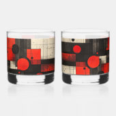 Geometrisch patroon van de rode zwarte crème whisky glas (Achterkant)