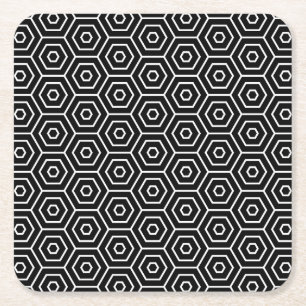 Geometrisch patroon van de textuur van hexagons vierkante kartonnen onderzetter