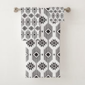 Geometrisch patroon van de zwarte en witte etnisch bad handdoek (Insitu)