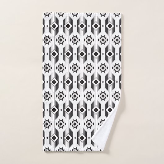 Geometrisch patroon van de zwarte en witte etnisch bad handdoek (Handdoek)