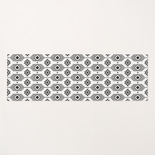 Geometrisch patroon van de zwarte en witte etnisch yogamat (Voorkant (horizontaal))