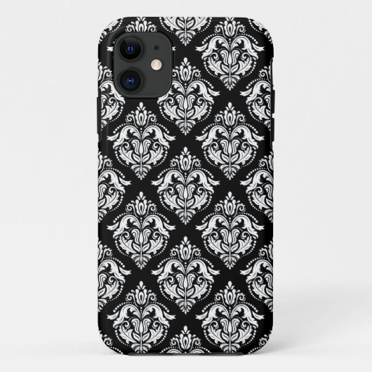Geometrisch patroon van elegant zwart-wit Damasker Case-Mate iPhone Case (Achterkant)