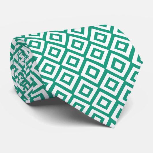 Geometrisch patroon van Emerald and White Diamonds Stropdas (Opgerold)