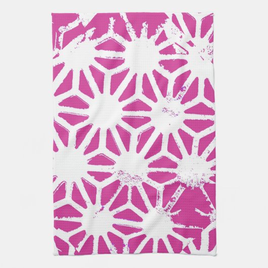 geometrisch patroon van Fuchsia Theedoek (Verticaal)