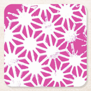 geometrisch patroon van Fuchsia Vierkante Kartonnen Onderzetter