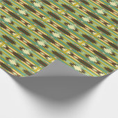 Geometrisch patroon van groene en bruine tribaal cadeaupapier (Hoek)